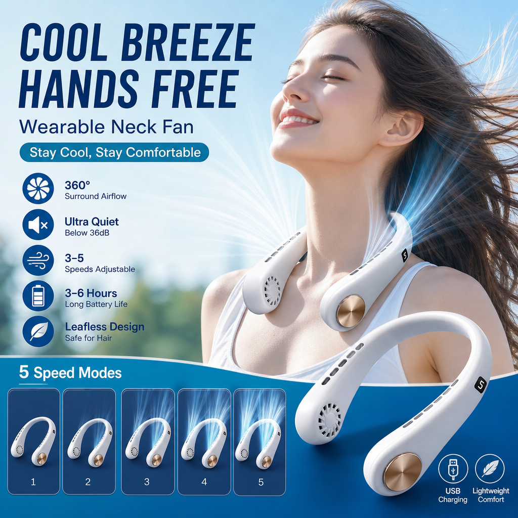 Ventilateur de cou USB rechargeable porté en sport - SummerFrozen